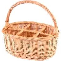 Oval Glass Cutlery Drinks Basket - Brown, Willow