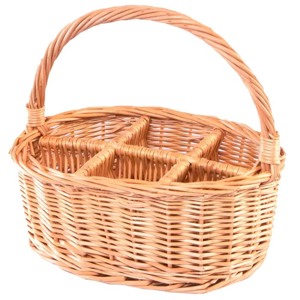 Oval Glass Cutlery Drinks Basket - Brown, Willow image