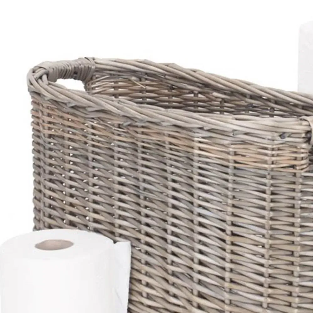 Oval Wicker Storage Basket with Handles - Brown