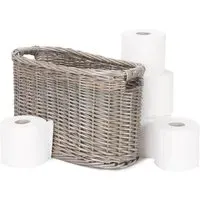 Oval Wicker Storage Basket with Handles - Brown