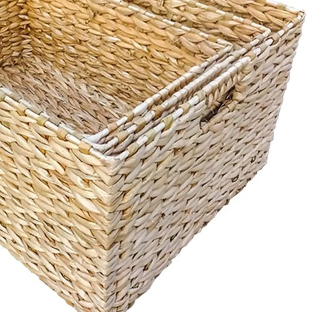 Rectangular Water Hyacinth Storage Basket Set of 3 - Brown