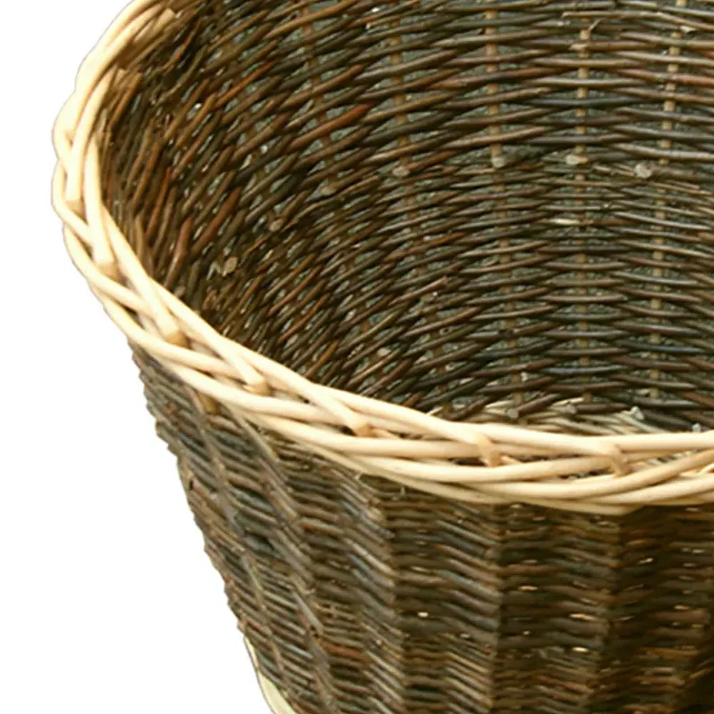 Round Rustic Log Basket - Brown, Willow