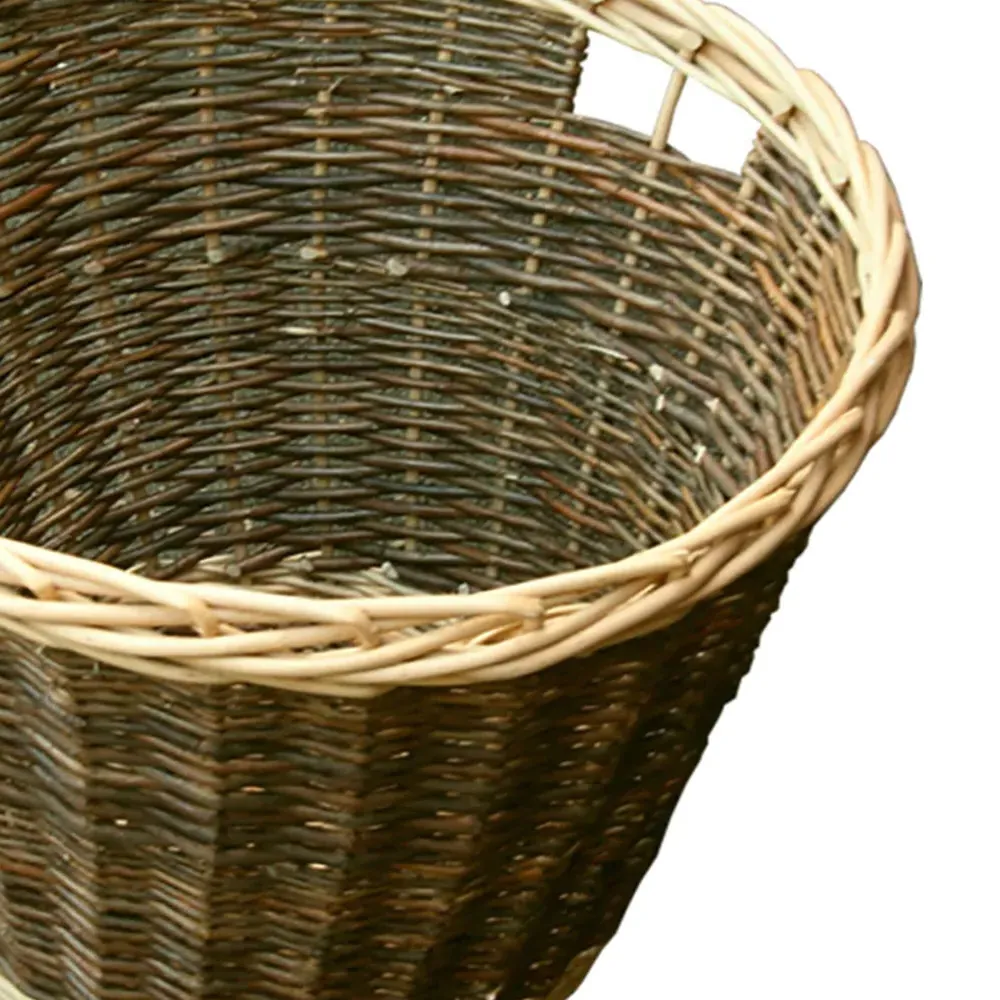 Round Rustic Log Basket - Brown, Willow