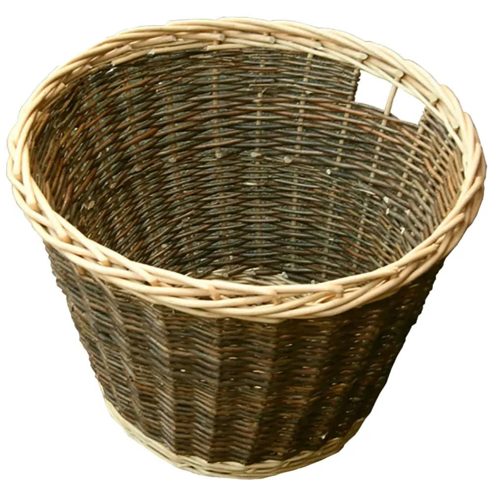 Round Rustic Log Basket - Brown, Willow