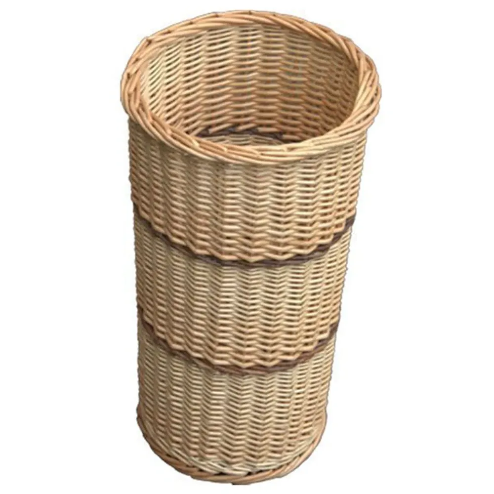 Round Umbrella Walking Stick Wicker Basket - Brown image