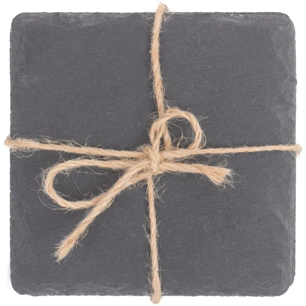 Set of 4 Square Slate Coasters - Grey