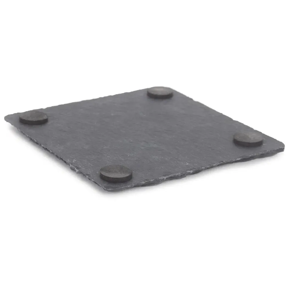 Set of 4 Square Slate Coasters - Grey