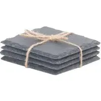 Set of 4 Square Slate Coasters - Grey