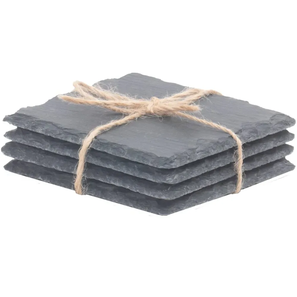Set of 4 Square Slate Coasters - Grey image