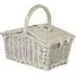 Small Double Lidded Wicker Hamper Basket - White