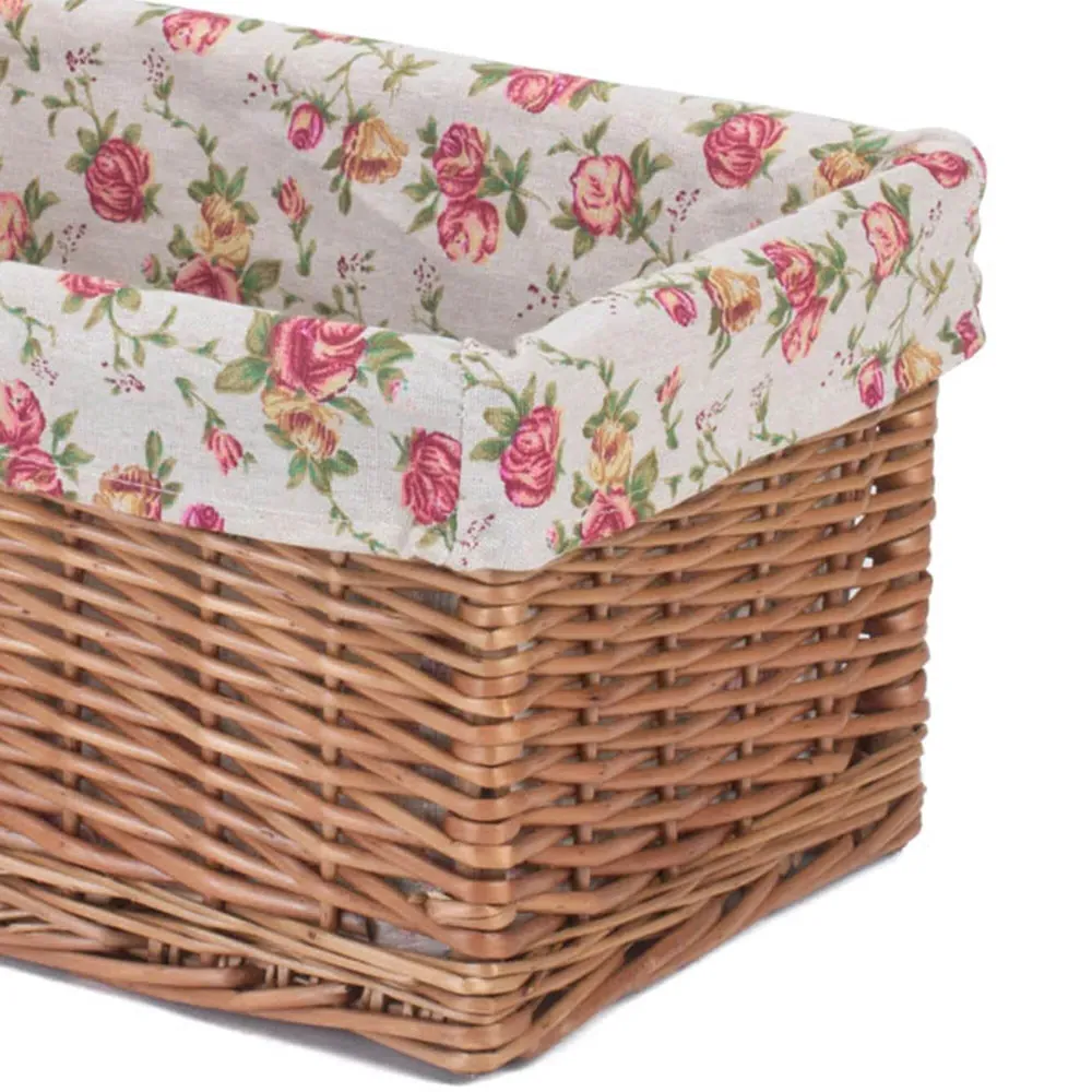 Small Double Steamed Garden Rose Willow Storage Basket - Brown