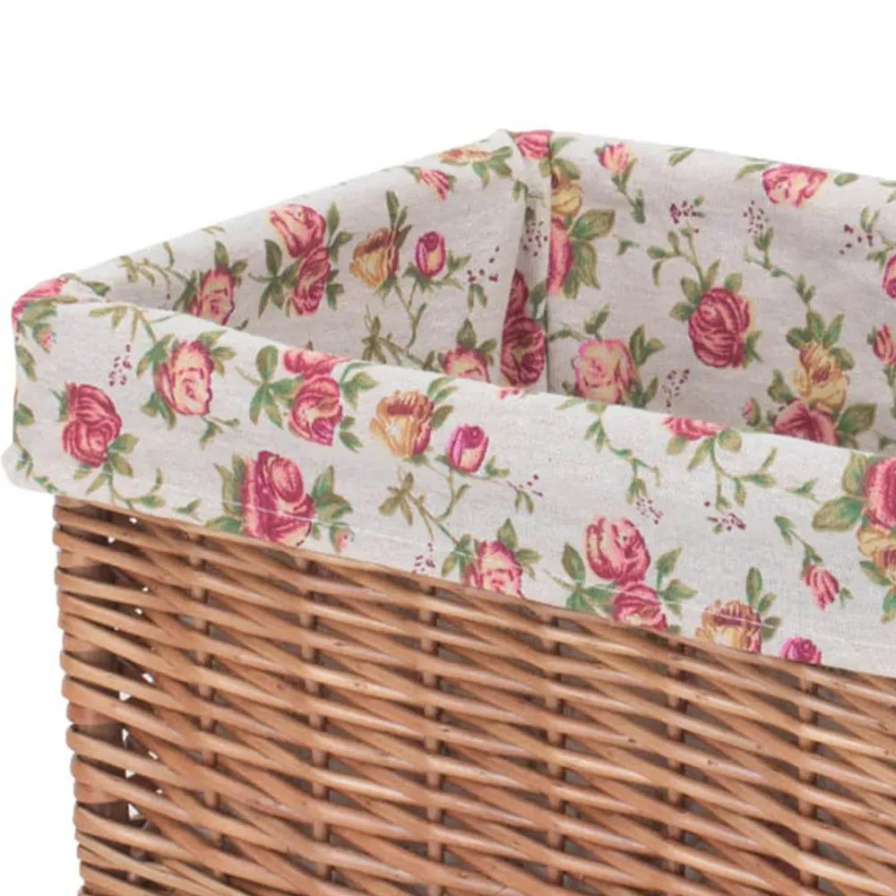 Small Double Steamed Garden Rose Willow Storage Basket - Brown