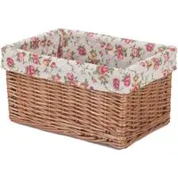Small Double Steamed Garden Rose Willow Storage Basket - Brown
