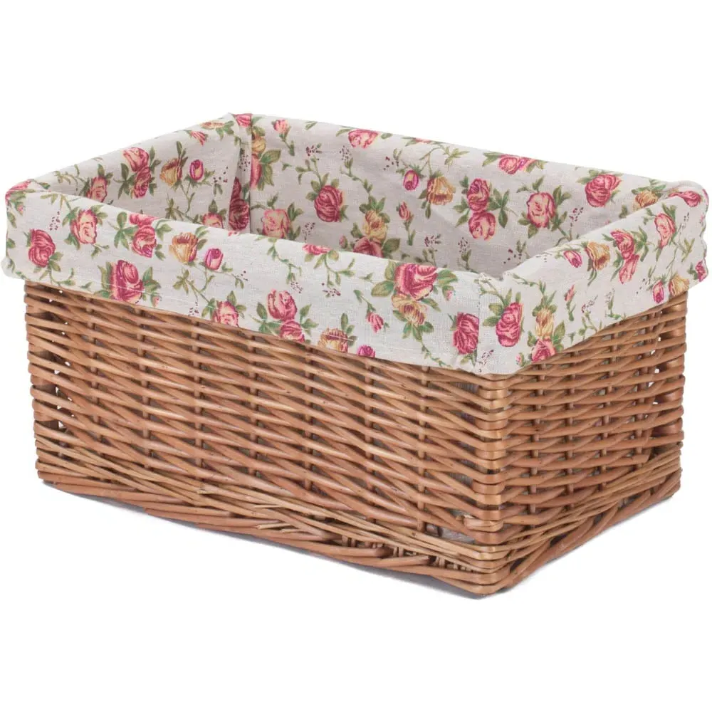 Small Double Steamed Garden Rose Willow Storage Basket - Brown image
