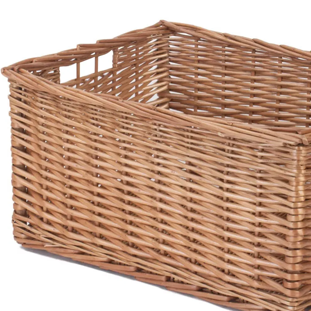 Small Double Steamed Open Wicker Storage Basket - Brown