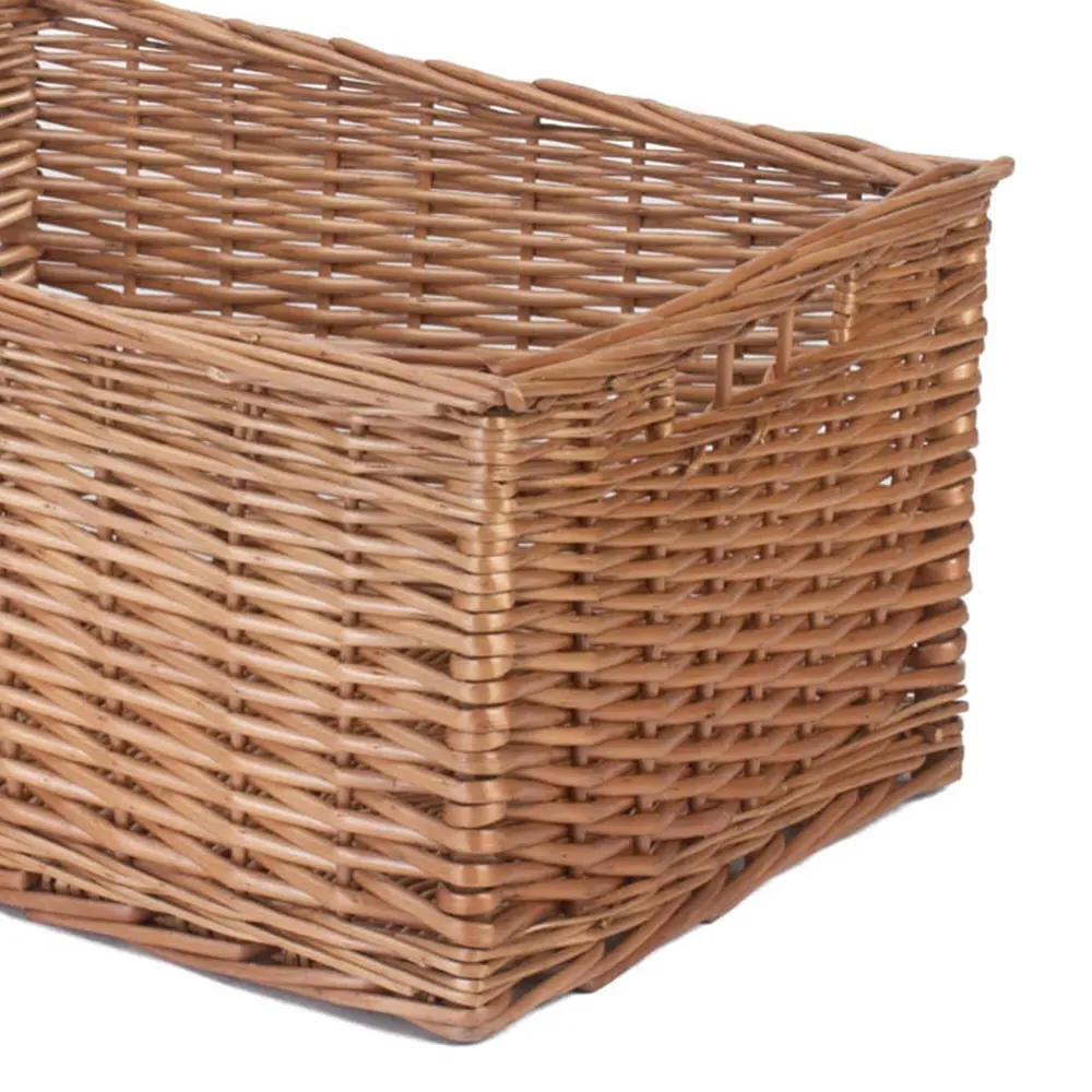 Small Double Steamed Open Wicker Storage Basket - Brown