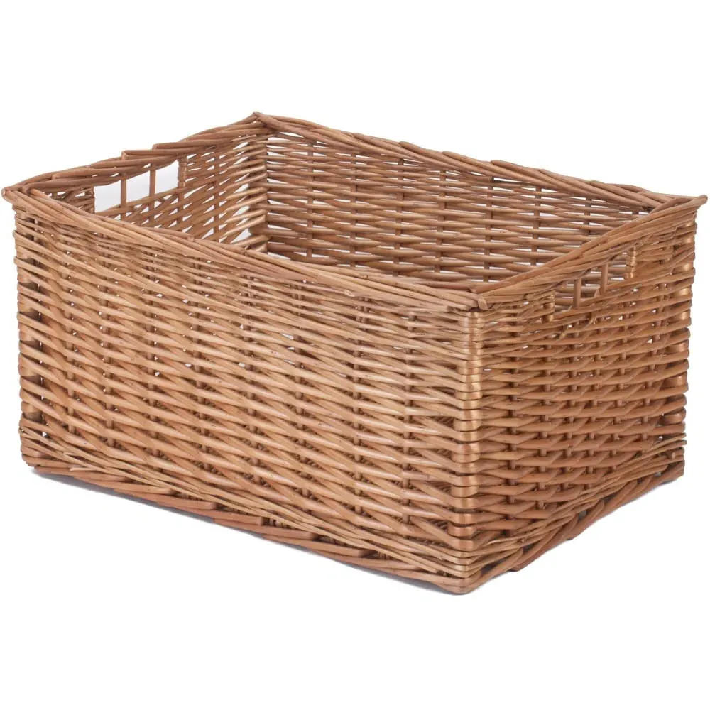 Small Double Steamed Open Wicker Storage Basket - Brown image