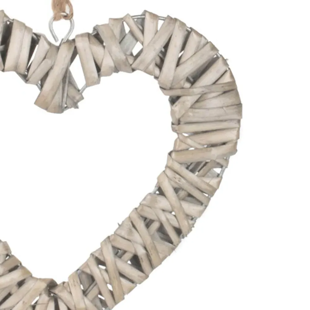 Small Flat Open Wicker Heart - Brown