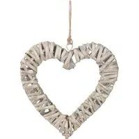 Small Flat Open Wicker Heart - Brown