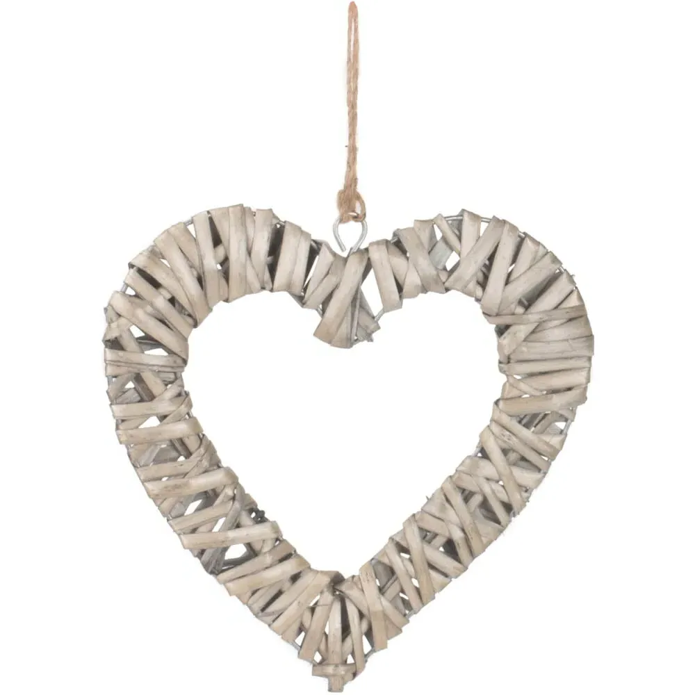 Small Flat Open Wicker Heart - Brown image