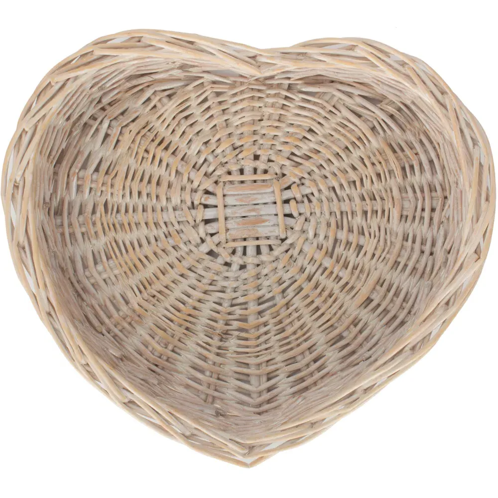 Small Heart Shaped Wicker Tray - White