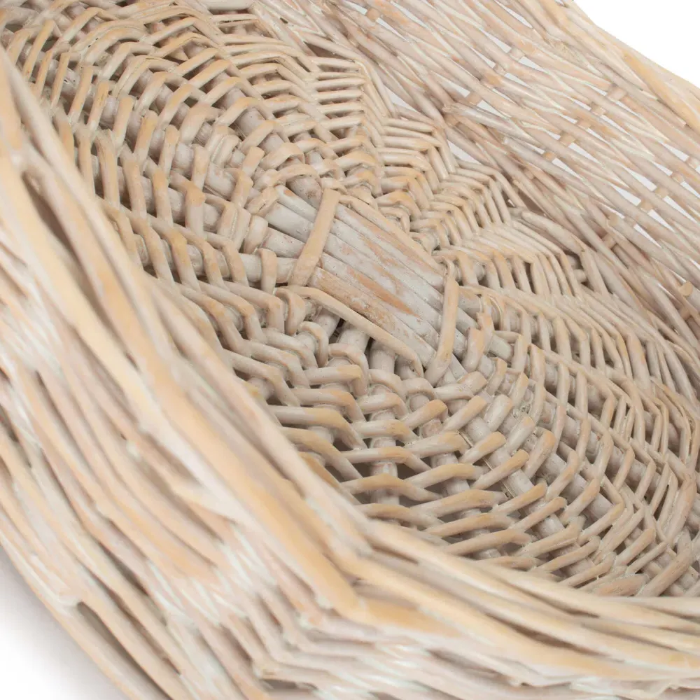 Small Heart Shaped Wicker Tray - White