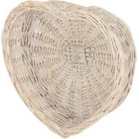 Small Heart Shaped Wicker Tray - White