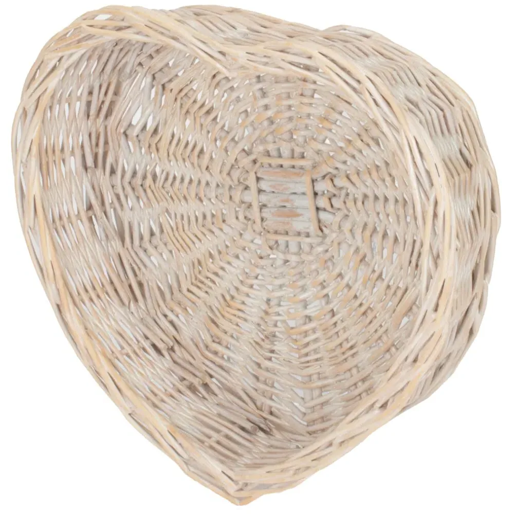 Small Heart Shaped Wicker Tray - White image