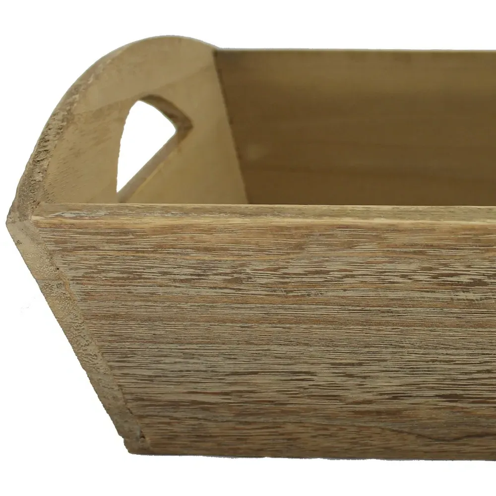 Small Oak Effect Wooden Storage Tray - Brown