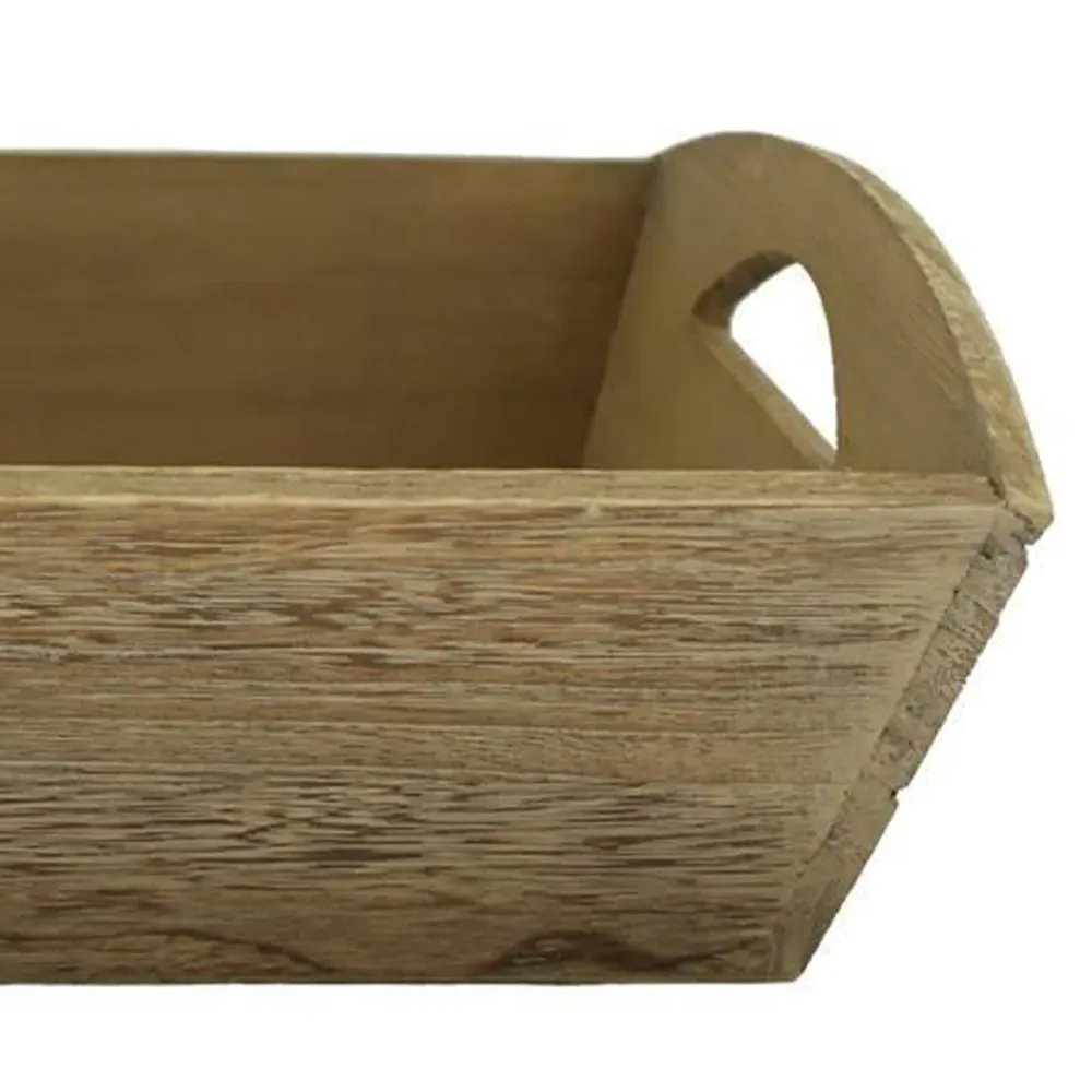 Small Oak Effect Wooden Storage Tray - Brown