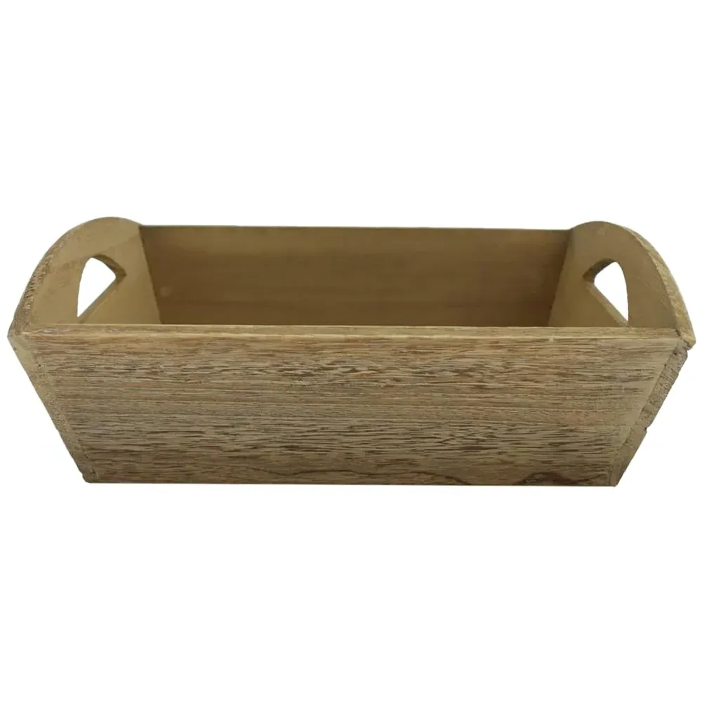 Small Oak Effect Wooden Storage Tray - Brown image