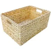 Small Rectangular Water Hyacinth Storage Basket - Brown