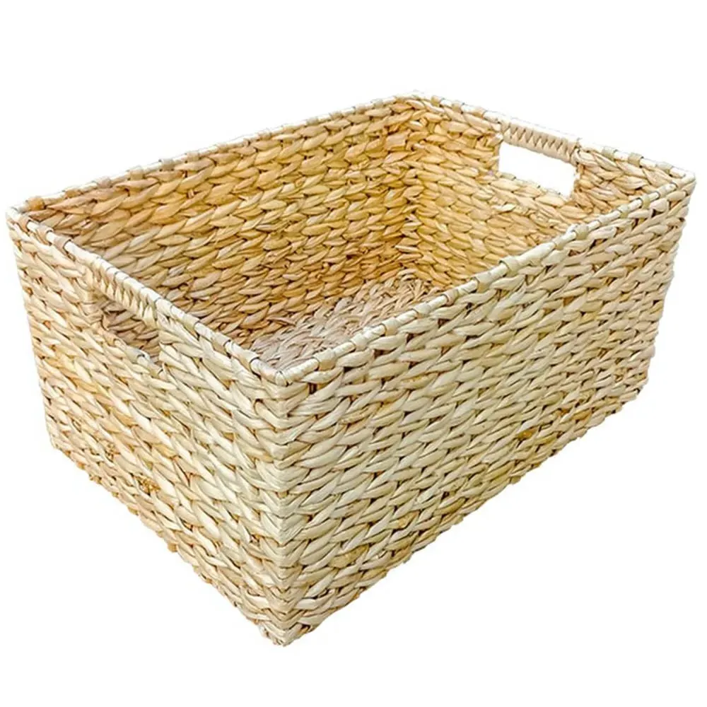Small Rectangular Water Hyacinth Storage Basket - Brown
