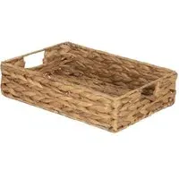 Small Shallow Rectangular Water Hyacinth Storage Basket - Brown
