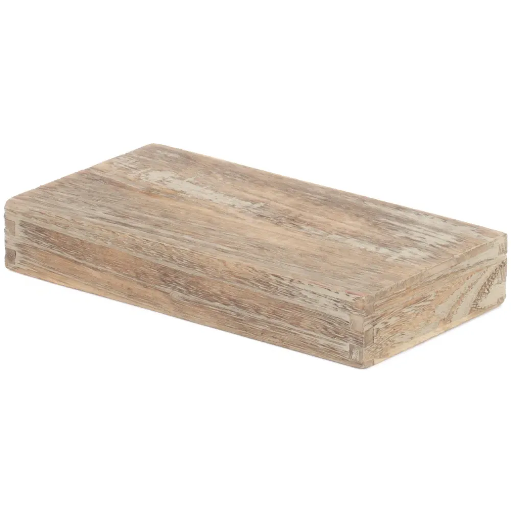 Small Shallow Wooden Plinth Tray - Brown, Oak