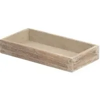 Small Shallow Wooden Plinth Tray - Brown, Oak