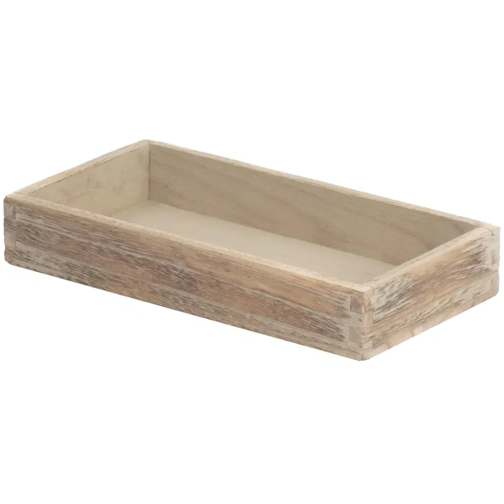 Small Shallow Wooden Plinth Tray - Brown, Oak image