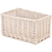 Small White Wash Open Wicker Storage Basket - White