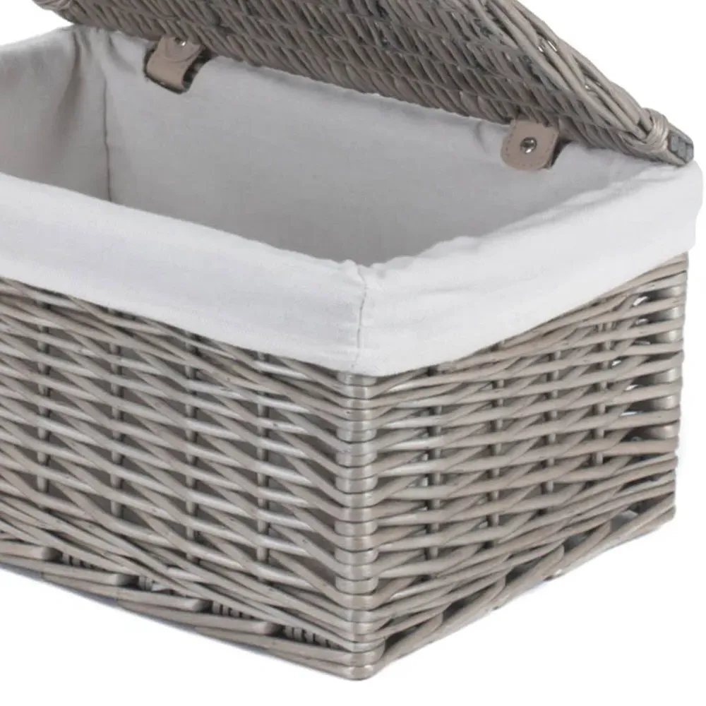 Small Wicker Storage Basket with Cotton Lining - Brown