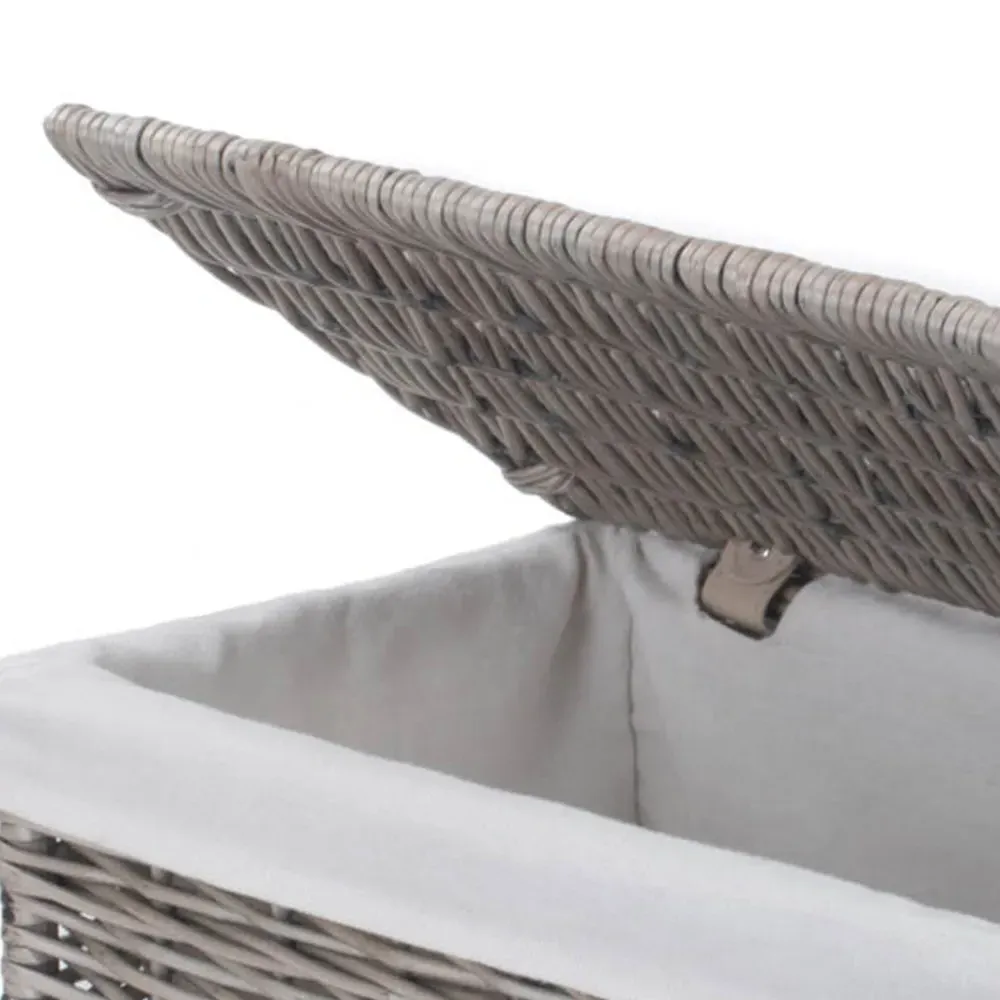 Small Wicker Storage Basket with Cotton Lining - Brown