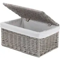 Small Wicker Storage Basket with Cotton Lining - Brown