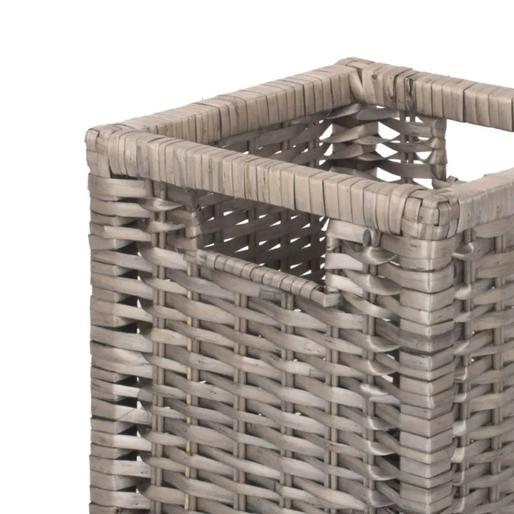 Small Wooden Framed Storage Basket - Brown, Split Willow