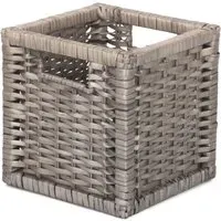 Small Wooden Framed Storage Basket - Brown, Split Willow