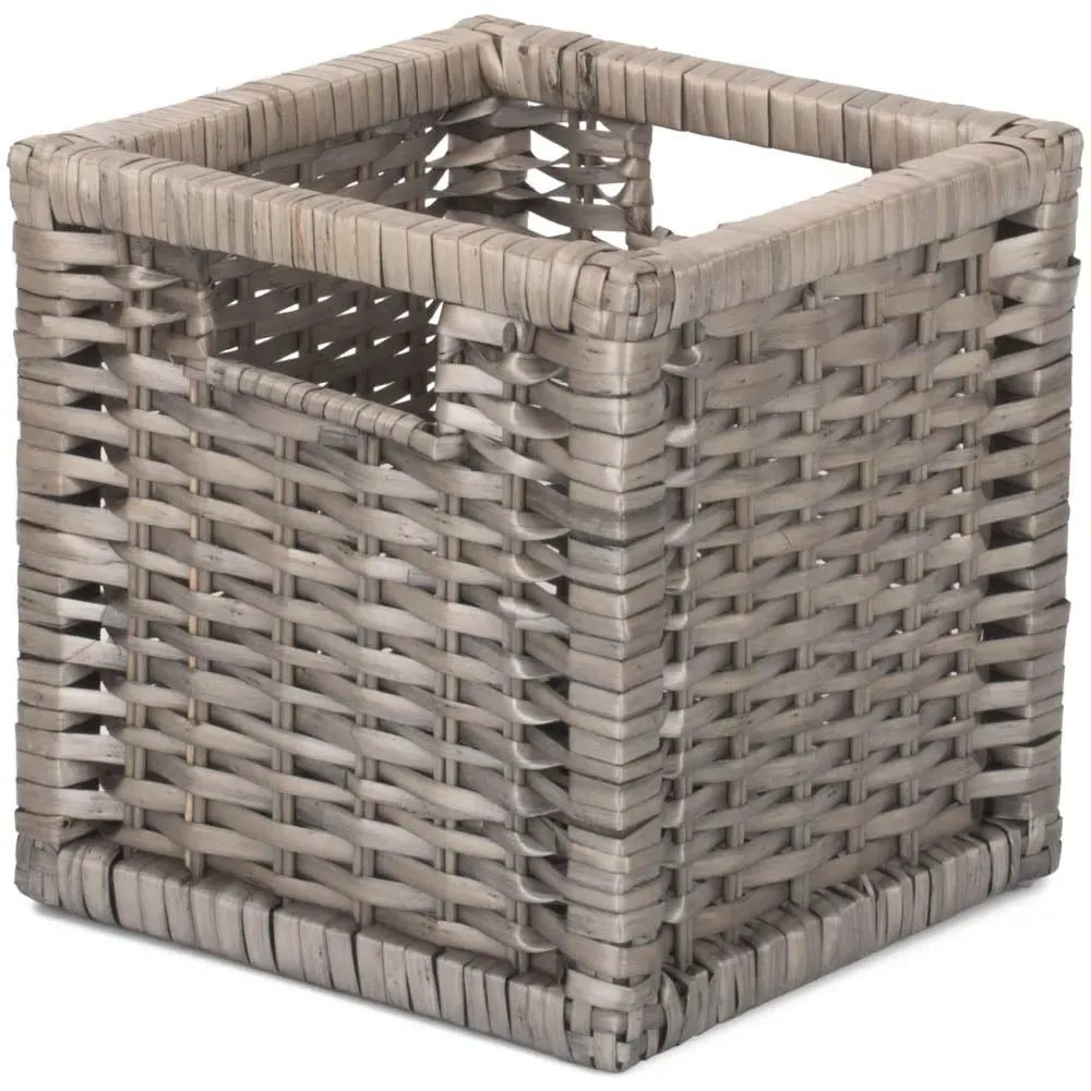 Small Wooden Framed Storage Basket - Brown, Split Willow