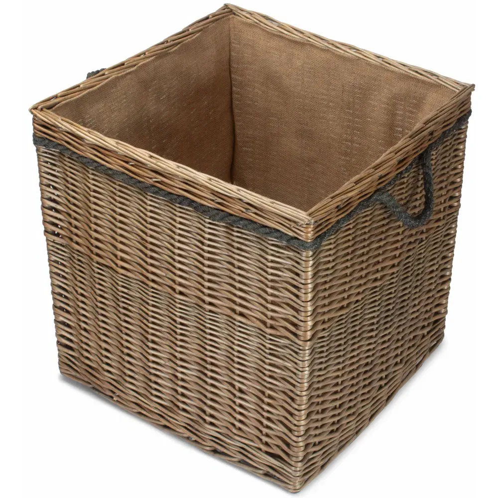 Square Medium Storage Log Basket - Brown