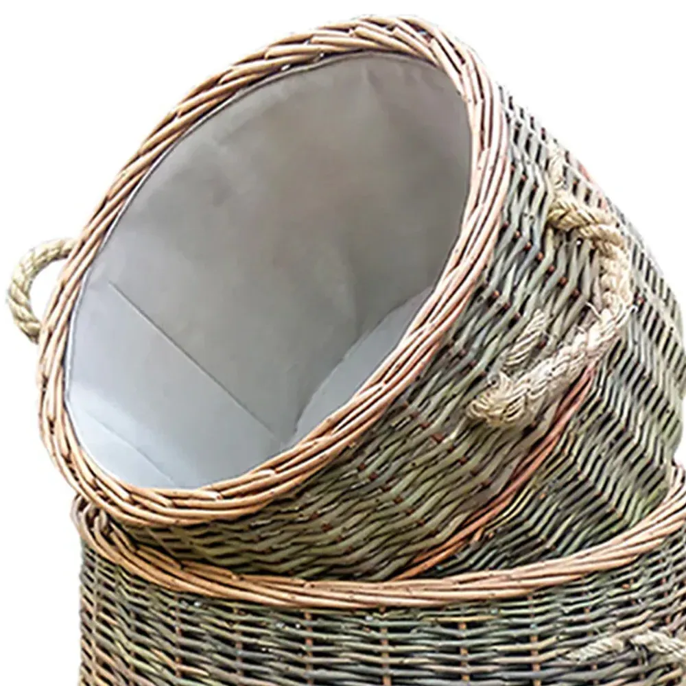 Wicker Log Basket Set of 2 - Brown, Willow