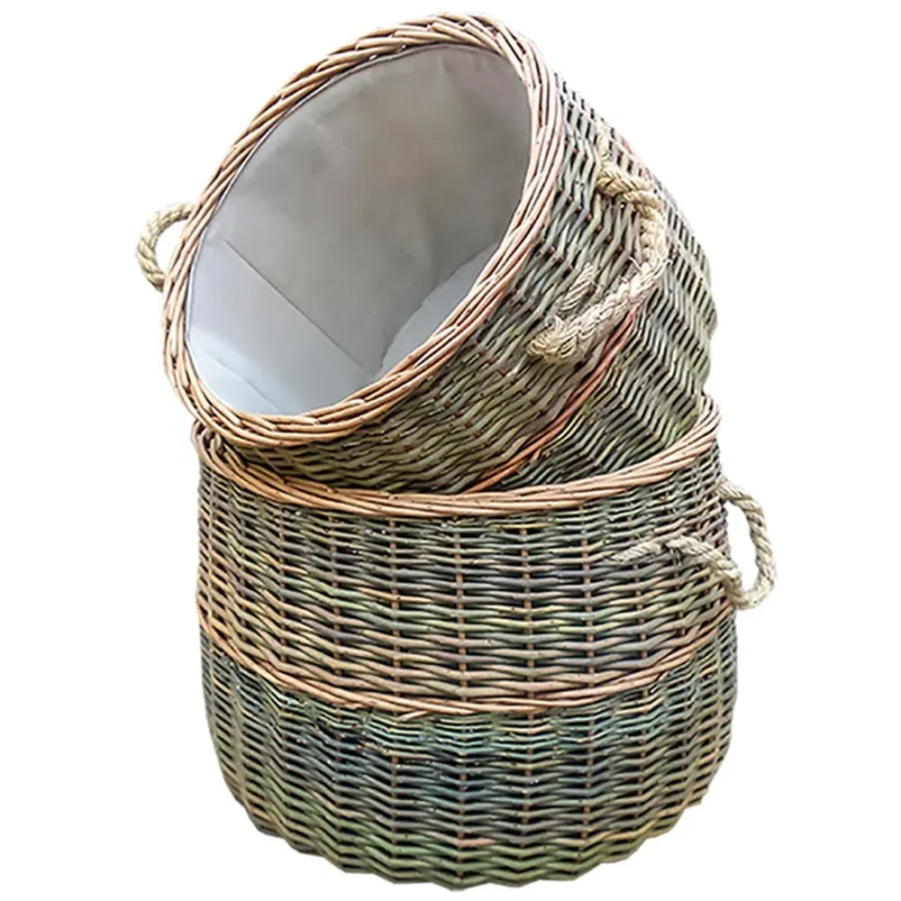 Wicker Log Basket Set of 2 - Brown, Willow image