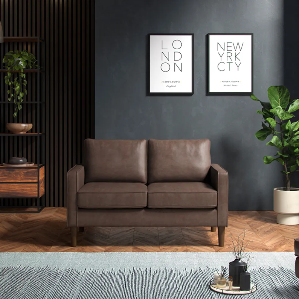 2-Seater Sofa - Brown, Faux Leather