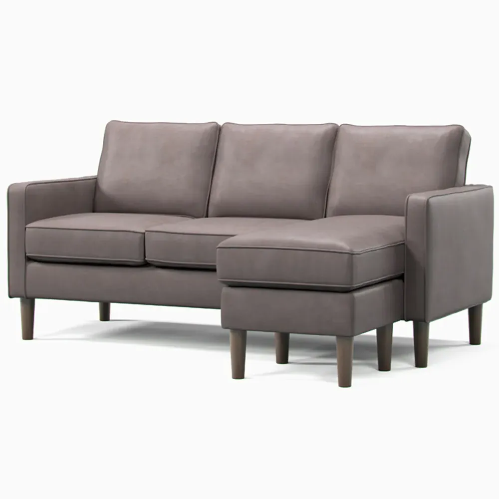 3-Seater Reversible Chaise Sofa - Grey, Faux Leather