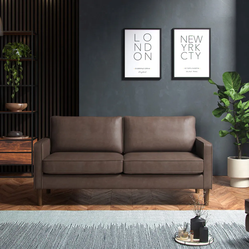 3-Seater Sofa - Brown, Faux Leather
